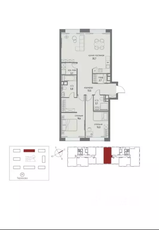 3-к кв. Москва ул. Нижние Мневники, 20 (102.1 м) - Фото 2