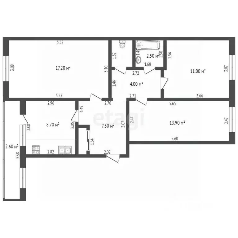 3-к кв. Тамбовская область, Тамбов Весенняя ул., 20 (66.9 м) - Фото 2
