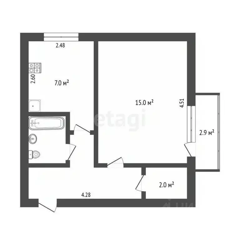 1-к кв. Ростовская область, Ростов-на-Дону 4-я Семейная ул., 3 (32.6 ... - Фото 1