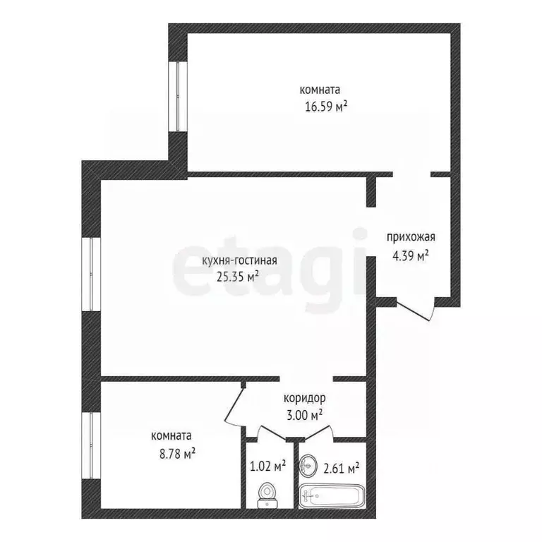 2-к кв. Красноярский край, Красноярск ул. Елены Стасовой, 48Е (61.7 м) - Фото 2