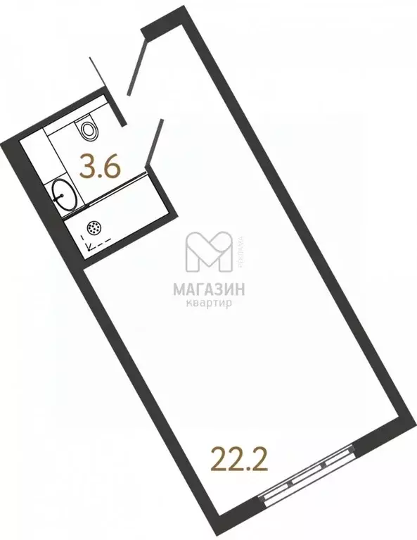 Студия Санкт-Петербург Ташкентская ул., 6к2 (26.0 м) - Фото 2
