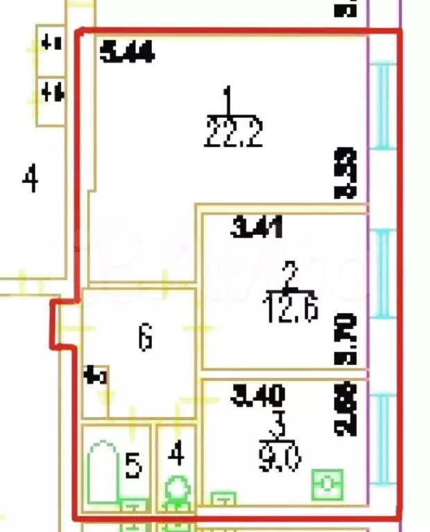 2-к. квартира, 54,4 м, 3/8 эт. - Фото 0
