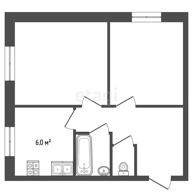 2-комнатная квартира: Дубровское, Школьная улица, 2 (42 м) - Фото 1