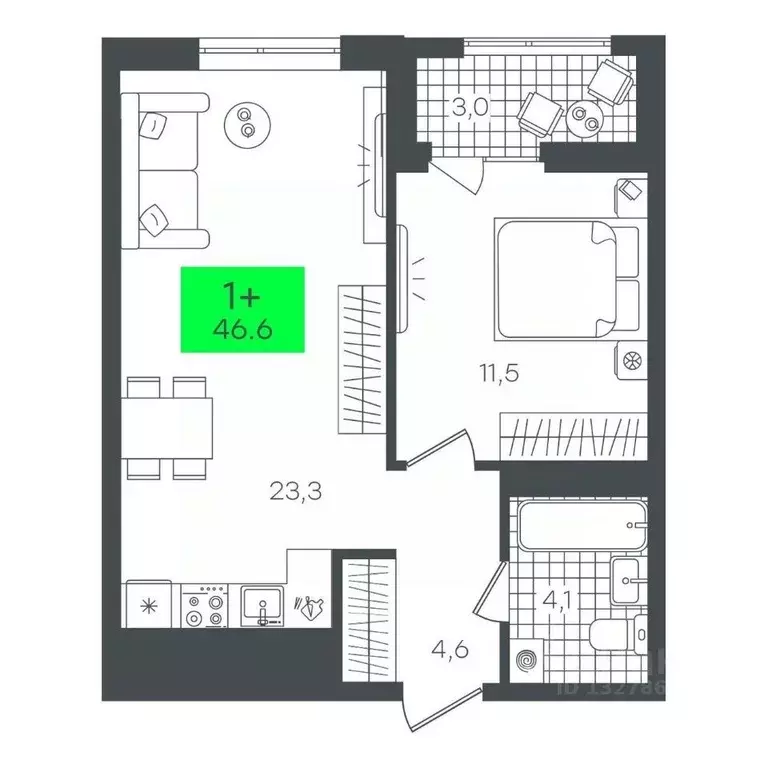 1-к кв. Тюменская область, Тюмень ул. Николая Глебова, 10 (46.69 м) - Фото 0