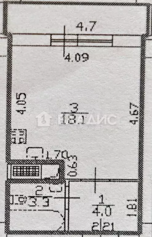 Квартира-студия, 25,4 м, 4/19 эт. - Фото 0