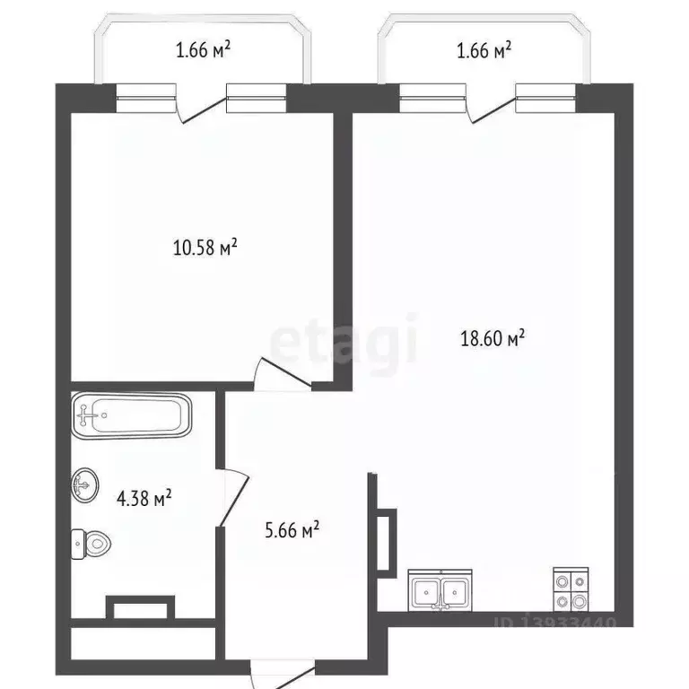 1-к кв. Тюменская область, Тюмень ул. Вадима Бованенко, 13 (39.22 м) - Фото 1