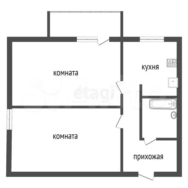 2-к. квартира, 41 м, 2/4 эт. - Фото 0