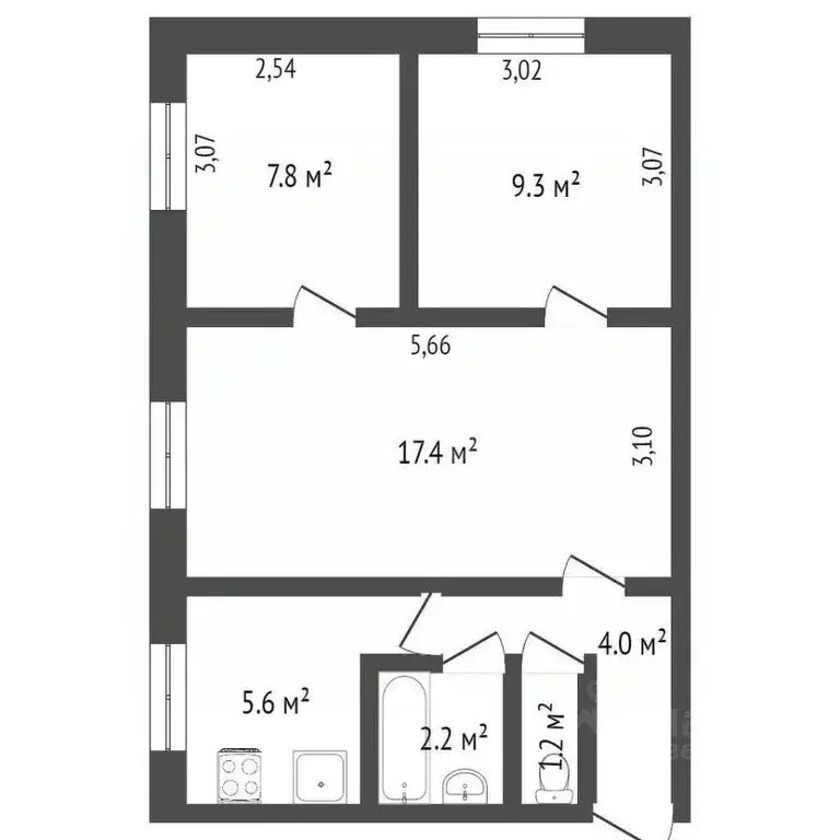 4-к кв. Тюменская область, Тобольск 6-й мкр, 26 (59.5 м) - Фото 2