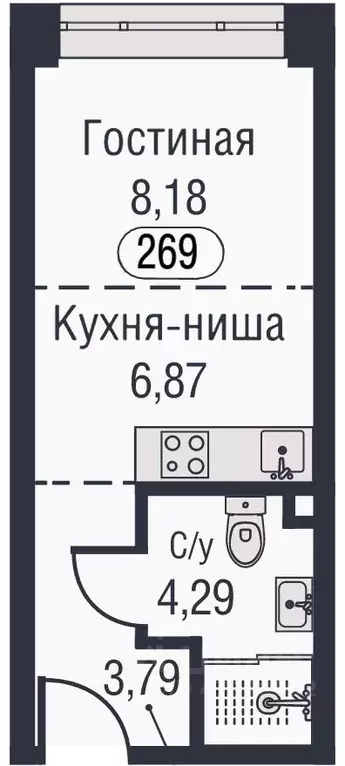 Студия Москва ул. Академика Челомея, 1А (23.9 м) - Фото 0