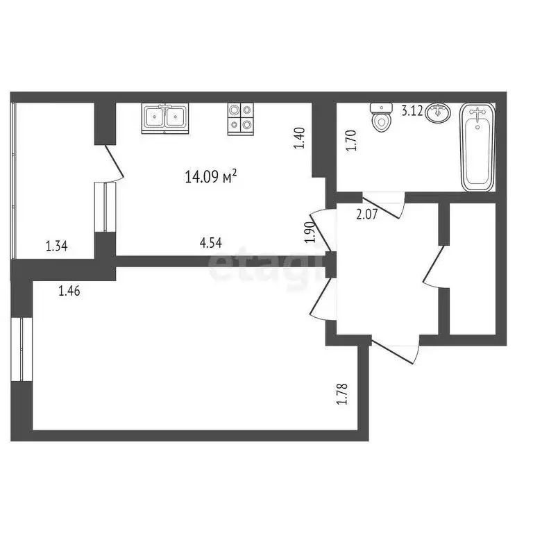 1-комнатная квартира: Геленджик, улица Олега Анофриева, 1к6 (46.8 м) - Фото 0