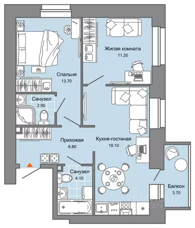 2-к кв. Пермский край, Пермь ул. Дзержинского, 31Б (58.0 м) - Фото 2