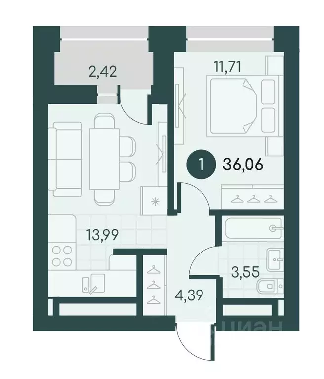 1-к кв. Курганская область, Курган Малиновые высоты жилой комплекс ... - Фото 1