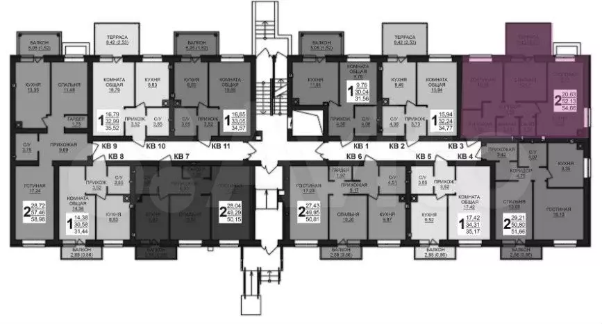 2-к. квартира, 54,7 м, 1/8 эт. - Фото 1