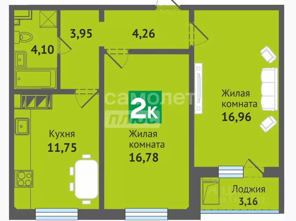 2-к кв. Марий Эл, Медведево городское поселение, Медведево пгт ул. ... - Фото 1