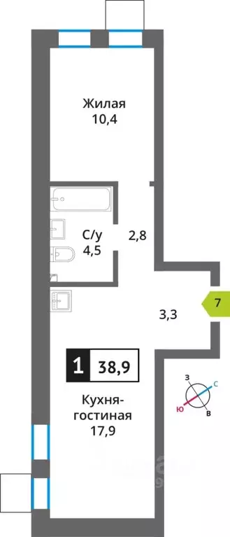 1-к кв. Московская область, Красногорск ул. Соловьиная, 2 (38.9 м) - Фото 1