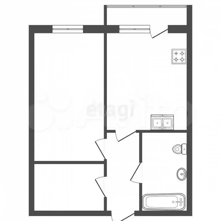 1-к. квартира, 40,1 м, 2/3 эт. - Фото 0