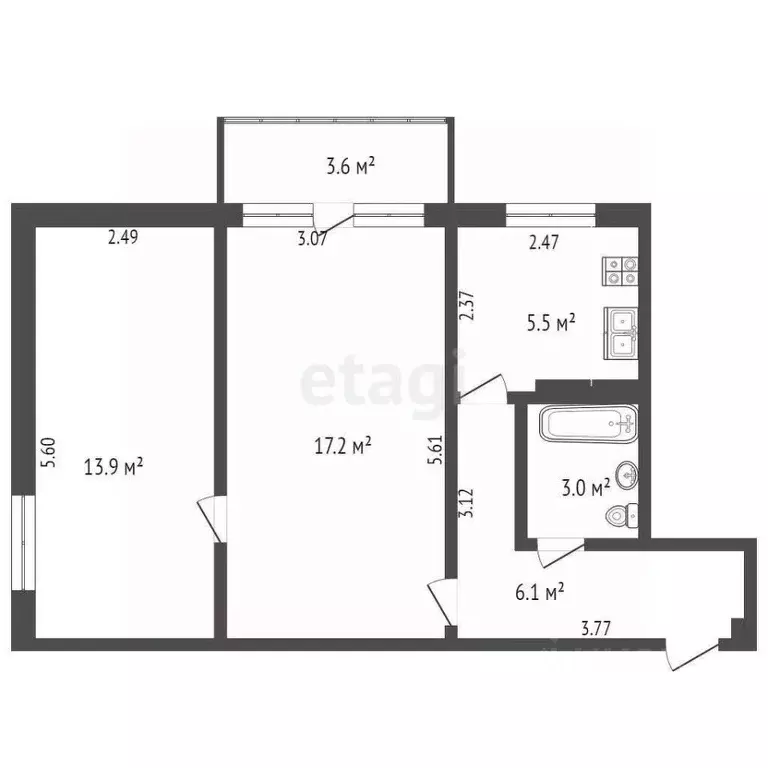 2-к кв. Крым, Ялта ул. Киевская, 7 (46.8 м) - Фото 1