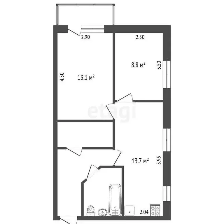 2-комнатная квартира: Омск, улица Челюскинцев, 87 (51 м) - Фото 0