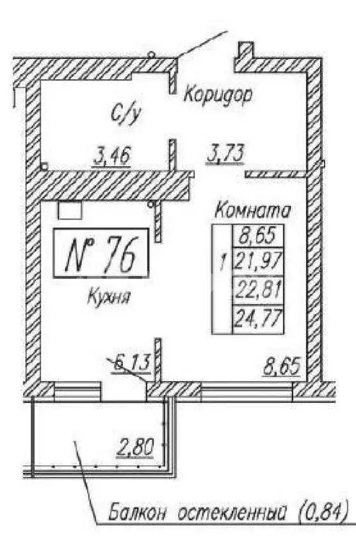 1-комнатная квартира: Калининград, бульвар Любови Шевцовой, 49А (22.2 ... - Фото 0