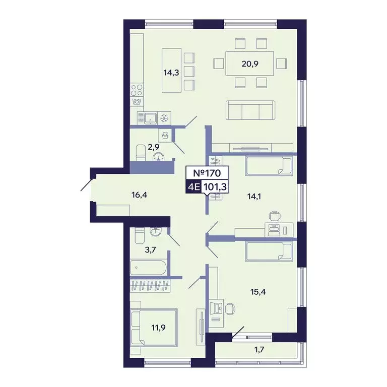 4-комнатная квартира: Якутск, Новопортовская улица, 1А/1 (101.3 м) - Фото 1