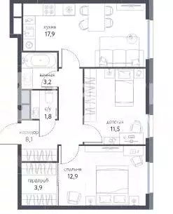 3-к кв. Москва Тагильская ул., вл4 (59.1 м) - Фото 2