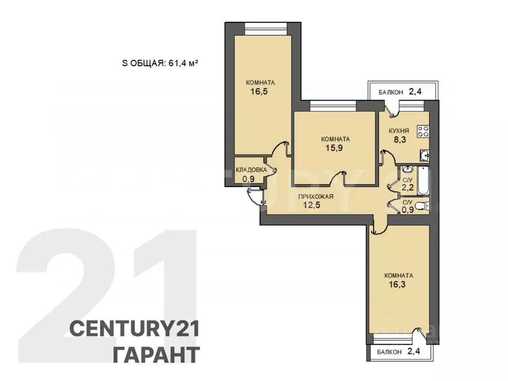 3-к кв. Санкт-Петербург просп. Маршала Блюхера, 14 (73.1 м) - Фото 1