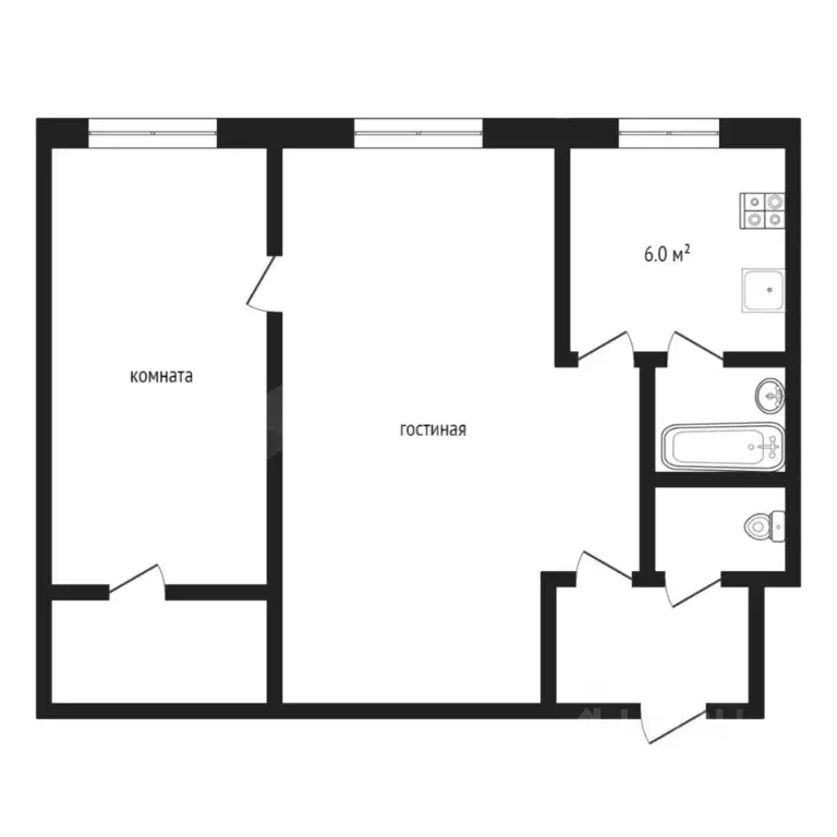 2-к кв. Тюменская область, Тюмень ул. Мельникайте, 103 (42.0 м) - Фото 1