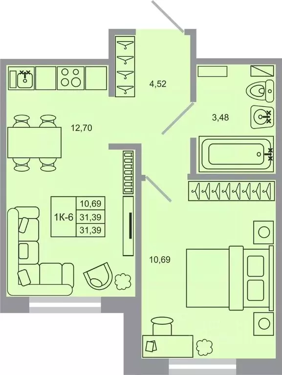 1-к кв. Ленинградская область, Всеволожский район, пос. Бугры Стороны ... - Фото 1