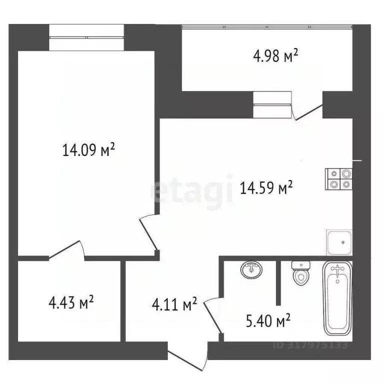 1-к кв. Тюменская область, Тюмень Широтная ул., 209к1 (43.2 м) - Фото 0