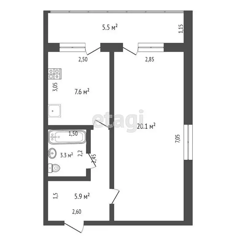 1-комнатная квартира: Шорохово, улица Калинина, 12 (36.9 м) - Фото 1