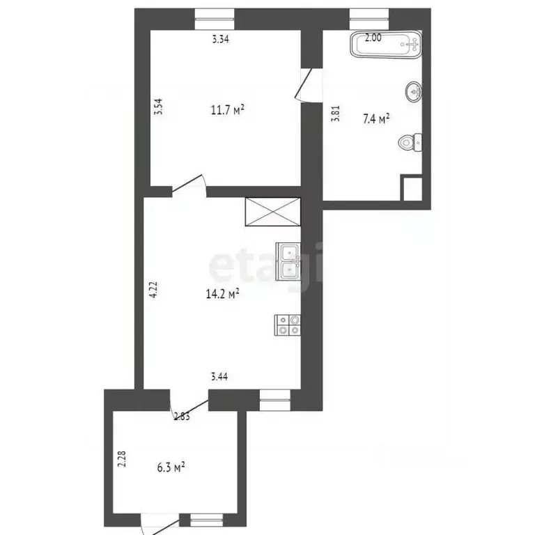 2-к кв. Крым, Раздольное пгт ул. Ленина, 22/1 (39.6 м) - Фото 2
