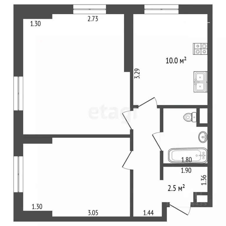 2-к кв. Москва Шелепихинская наб., 40к1 (56.7 м) - Фото 2