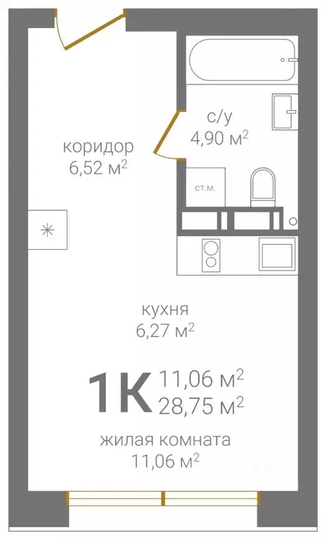 1-к кв. Нижегородская область, Нижний Новгород KM Печерский жилой ... - Фото 1