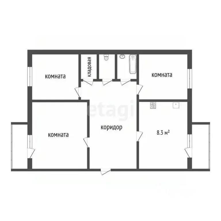 3-к кв. Коми, Сыктывкар ул. Мира, 33 (64.0 м) - Фото 1