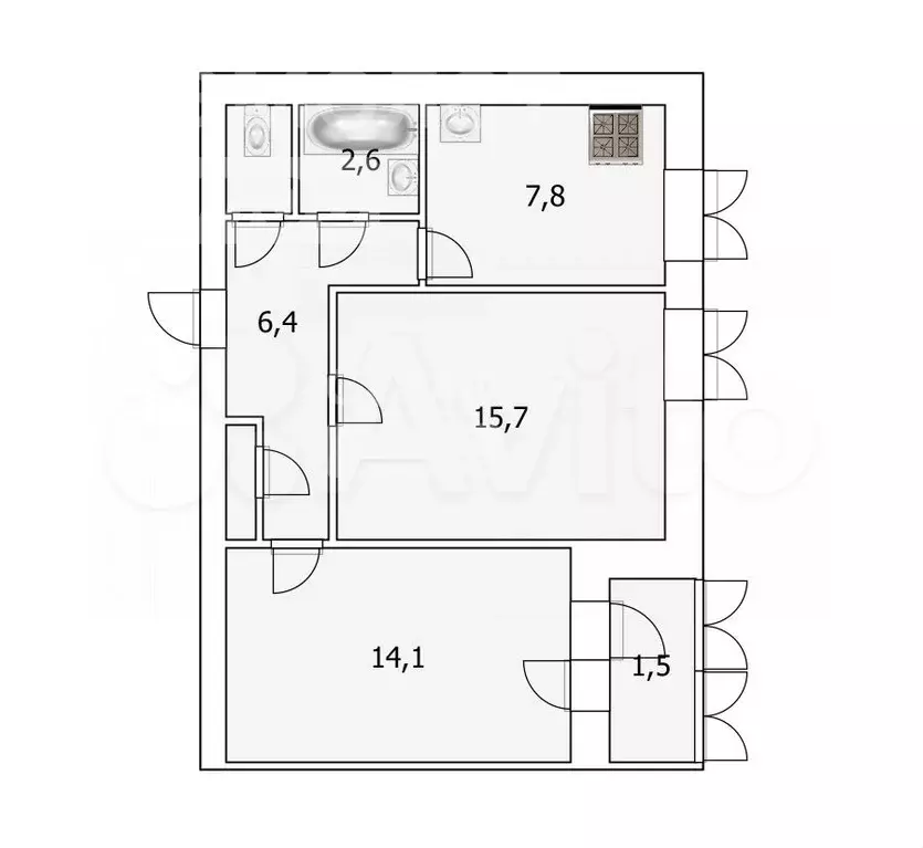 2-к. квартира, 50,1 м, 2/9 эт. - Фото 0