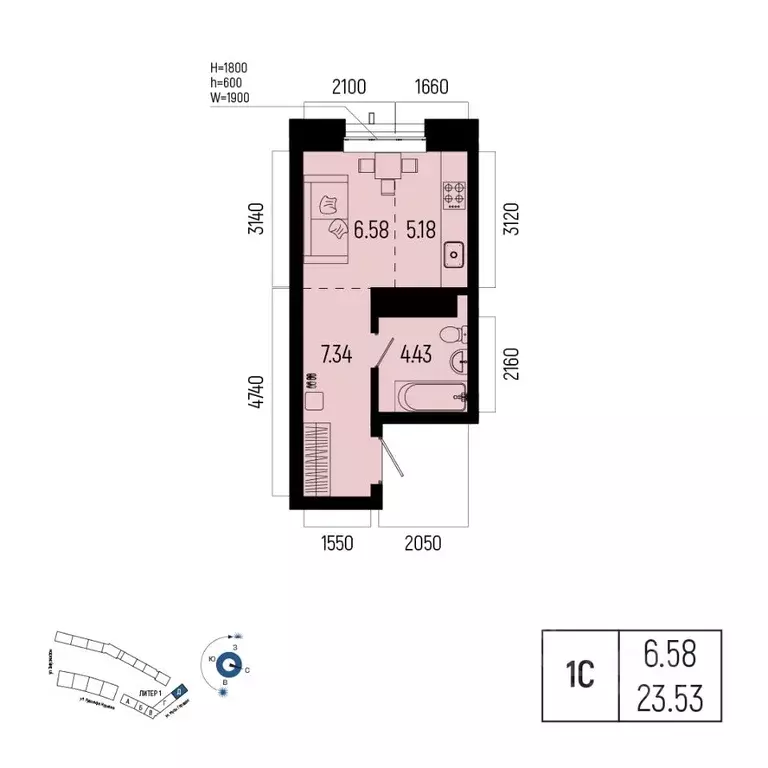 1-к кв. Башкортостан, Уфа Глумилино-1 мкр, Новатор жилой комплекс ... - Фото 1