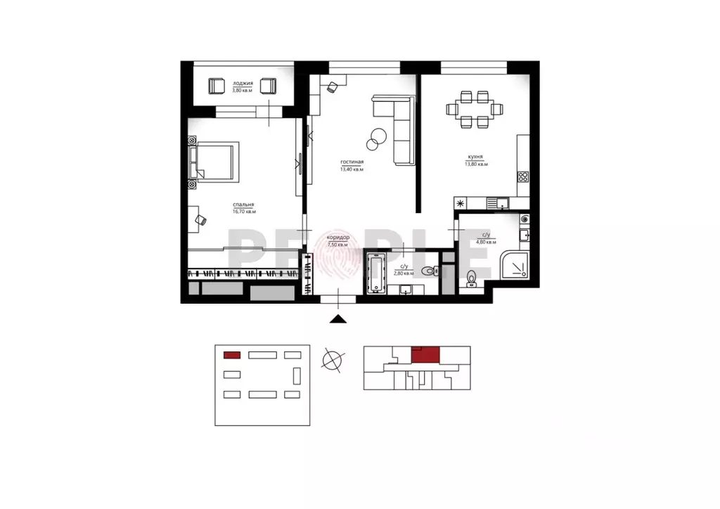 3-к кв. Москва Жилой комплекс остров, 5-й кв-л, 3 (60.9 м) - Фото 2