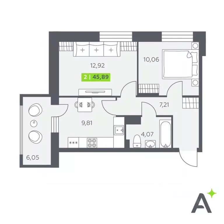 2-к кв. Ленинградская область, Всеволожский район, Заневское городское ... - Фото 1