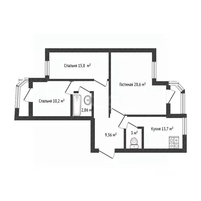 3-к кв. Татарстан, Казань просп. Ямашева, 51 (55.3 м) - Фото 2