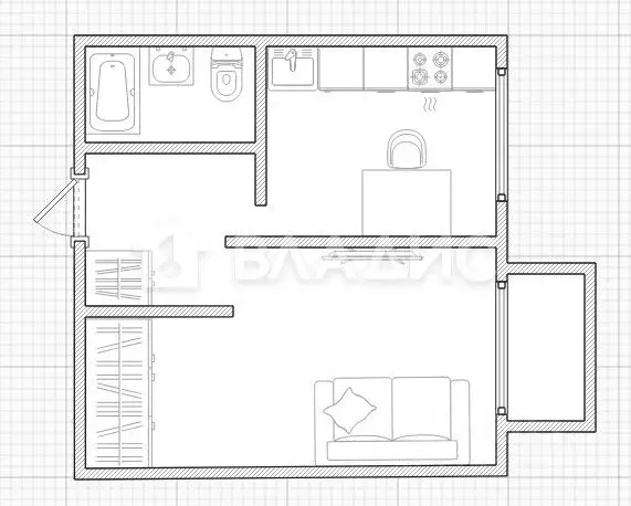 1-к кв. Пензенская область, Пенза Ладожская ул., 95 (26.2 м) - Фото 2