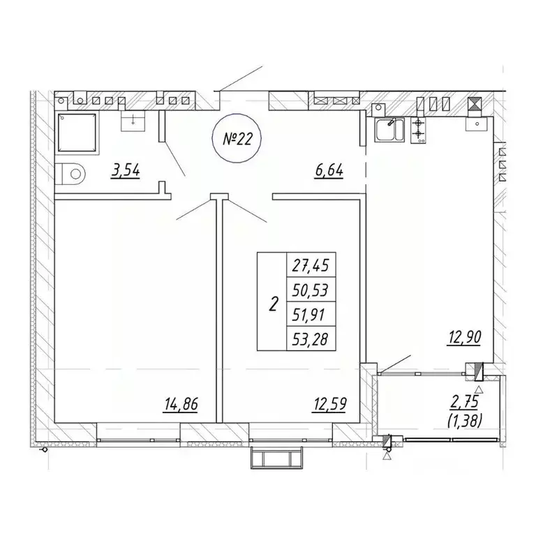 2-к кв. Калининградская область, Зеленоградск  (53.28 м) - Фото 1