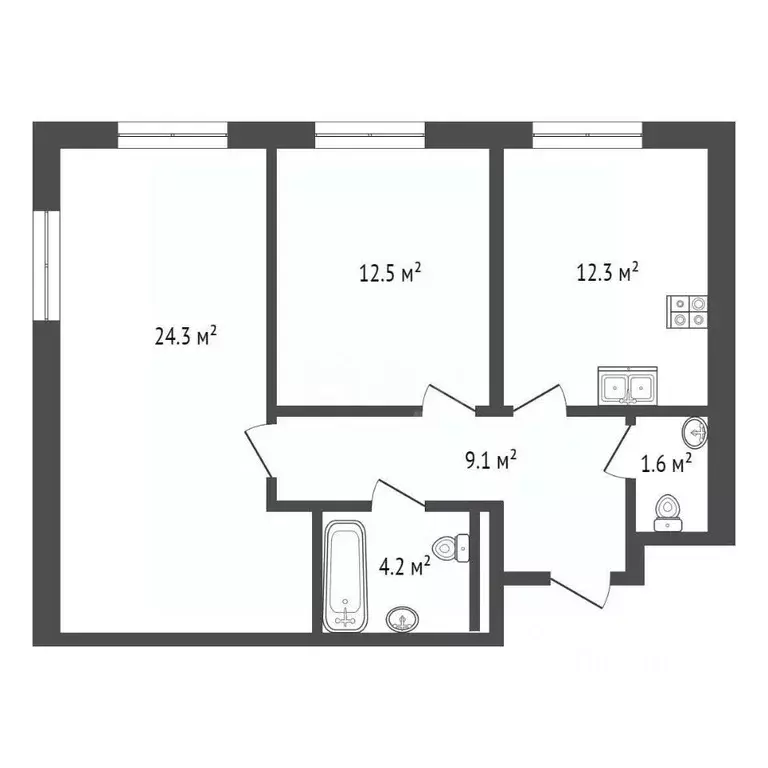 1-к кв. Москва Полярная ул., 25к1 (64.0 м) - Фото 1