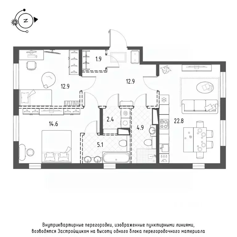 2-к кв. Санкт-Петербург Лисичанская ул., 15 (77.5 м) - Фото 0