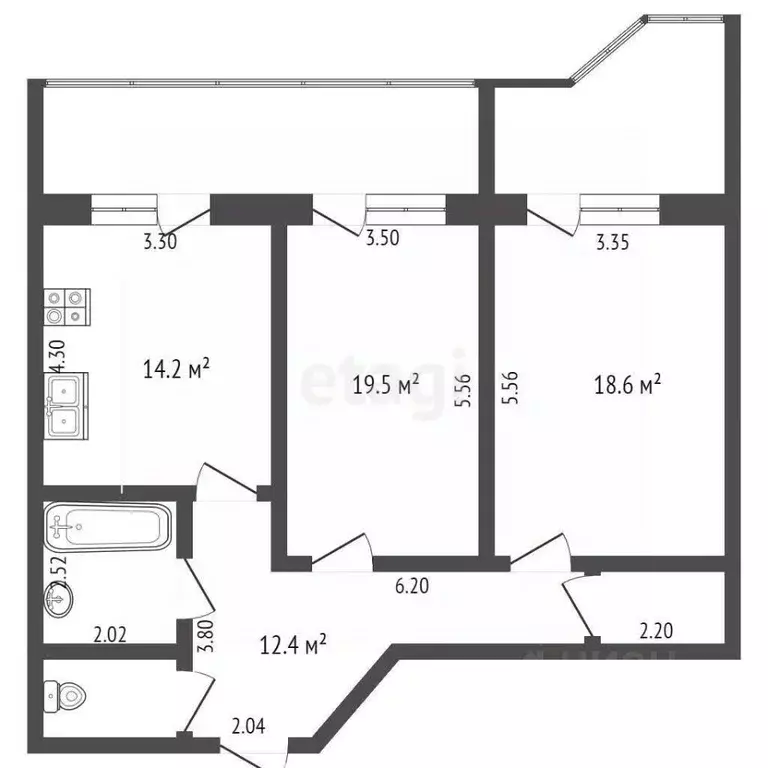 2-к кв. Коми, Сыктывкар ул. Чернова, 8/1 (74.9 м) - Фото 0