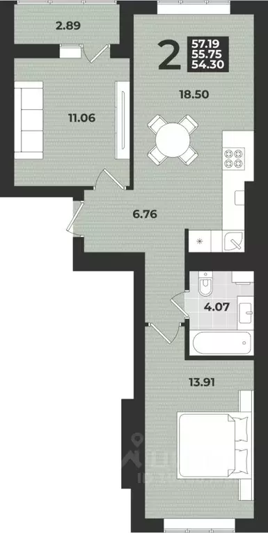2-к кв. Калининградская область, Калининград ул. Героя России ... - Фото 0