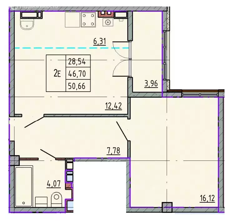 Квартира-студия: Шахты, улица Калинина, 10 (50.66 м) - Фото 0