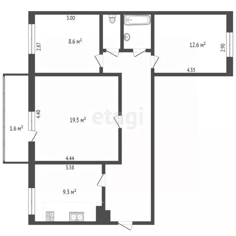 3-к кв. Псковская область, Псков ул. Ижорского Батальона, 43 (70.2 м) - Фото 2