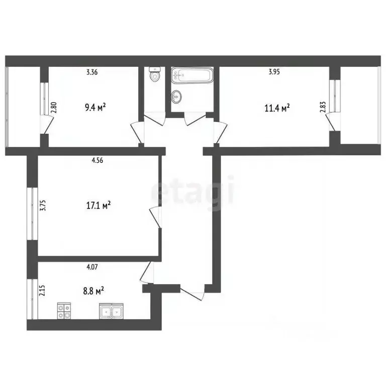 3-к кв. Белгородская область, Белгород Левобережная ул., 22 (60.7 м) - Фото 0