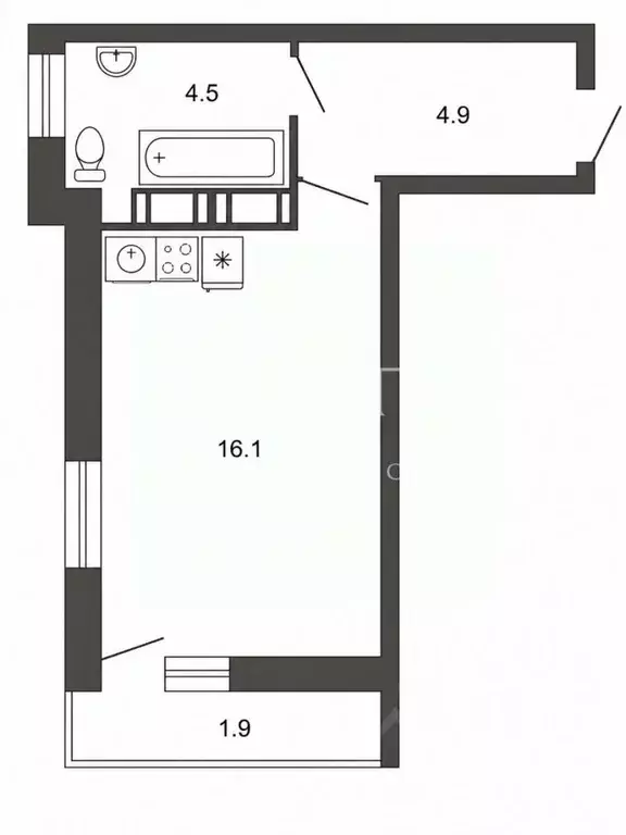 Студия Санкт-Петербург Комендантский просп., 60к3 (25.5 м) - Фото 2