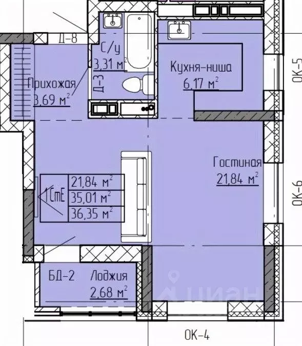 Студия Татарстан, Нижнекамск ул. Баки Урманче, 12 (36.35 м) - Фото 1